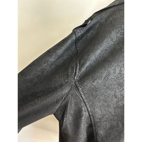 SKIES ARE BLUE Black Faux Suede Snakeskin Print Open Front Jacket XL Moto Zipper - Picture 11 of 16
